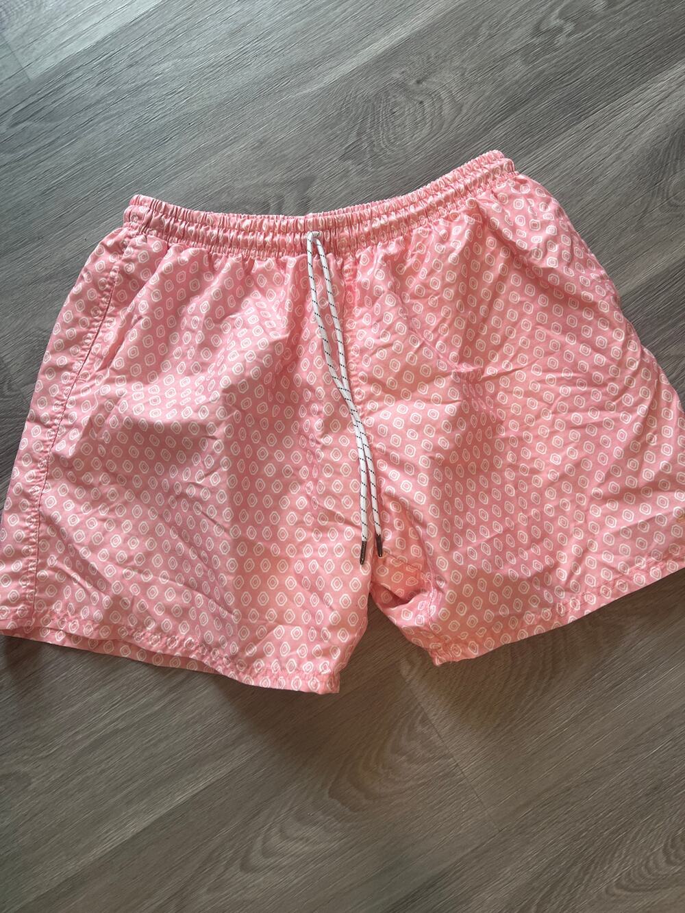 UZZI men’s XL pink and white swim trunks